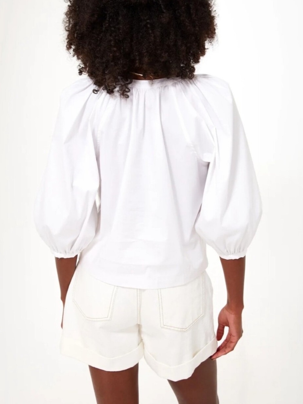 Staud Dill Blouse Stretch Cotton Poplin Button Front White Size XS - Picture 3 of 11